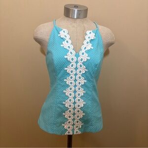 Lilly Pulitzer Annabelle Magnolia tank halter top Breakwater Blue Lace